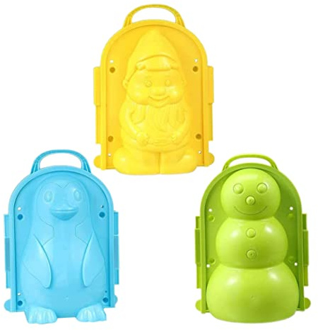 Winter Snowman Penguin Snowball Maker, Snowball Toys Mould Tool Kids Outdoor Snow Ball Toy (Snowman Green + Penguin Blue + Elf Yellow)
