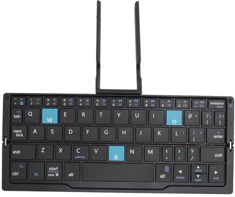 Teclado Plegable, Teclado BT Plegable, Teclado Plegable sin Cables para PC portátil Android Windows iOS, Teclado Plegable para Viajes (Black Gray)