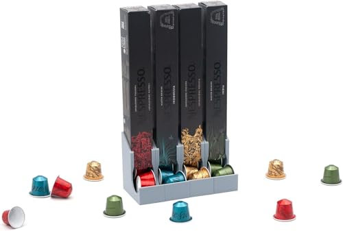 R&R SHOP – Dispensador Compatible con Cápsulas Nespresso, Modular con 3 Adhesivos, Contiene hasta 10 cápsulas cada uno, 100% Compostable y Reciclable (2 piezas)