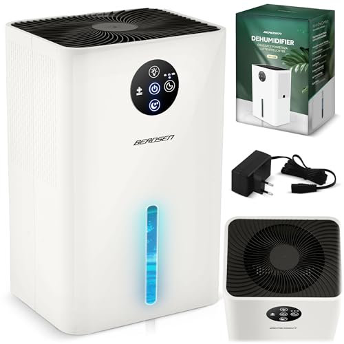 Berdsen Deumidificatore elettrico deumidificatore silenzioso fino a 34 dB serbatoio acqua 1800 ml risparmio energetico LED BD-528 bianco