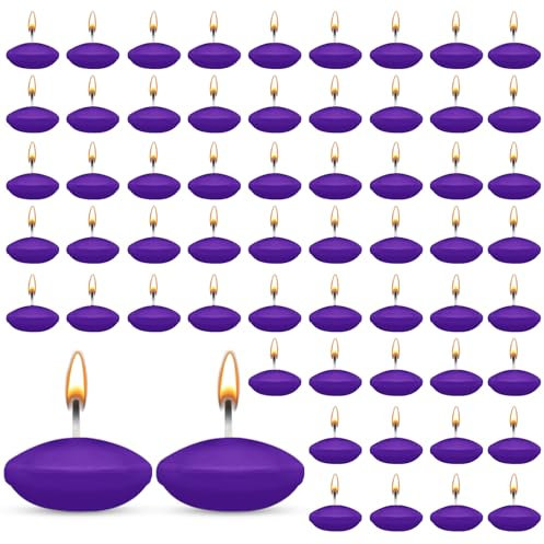 HA BIN 60 Piezas Velas Flotantes, 3.5 cm Púrpura Velas Flotantes, para Bodas, Veladas Románticas, Despedidas de Soltera, Decoraciones (Púrpura)