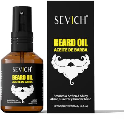 Sevich Olio da barba da uomo, 30 ml, olio naturale per la crescita della barba con olio di argan e jojoba, ammorbidisce la barba secca, lo rafforza e idrata, non ingrassa e assorbe rapidamente.