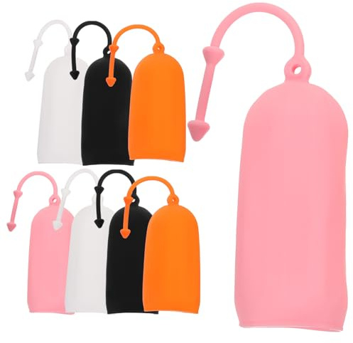 IMIKEYA Set 8 Manicotti Elastici in Silicone per Bottiglie da Viaggio 22cm, Coperture Antiperdita Multicolore per Flaconi Shampoo e Lozioni, Protezione Portatile per Contenitori