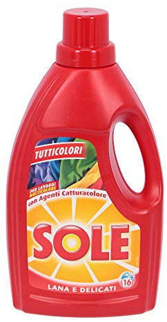 Sole Detersivo per Bucato in Lavatrice e a Mano, Tutti Colori con Agenti Cattura Colore, Lana e Delicati, 16 Lavaggi, 1000ml