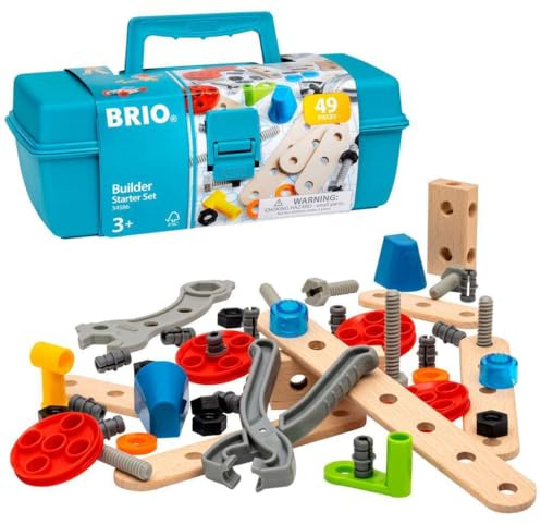 BRIO Builder 34586 Box 49 TLG. - Das kreative Konstruktionsspielzeug aus Schweden - Einsteiger-Set im praktischen Werkzeugkoffer - Für Kinder ab 3 Jahren