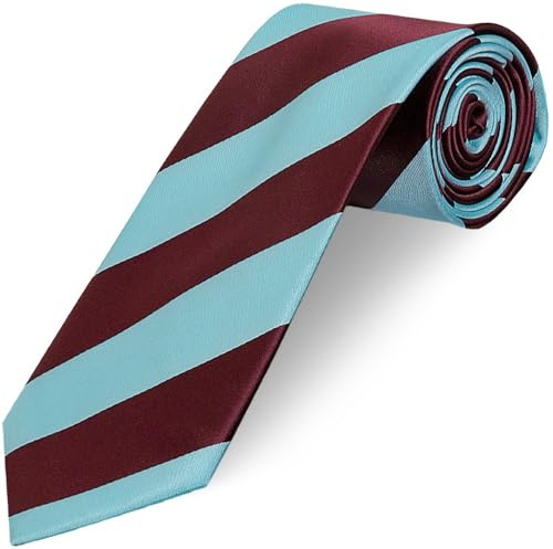 TIES R US Claret and Blue Striped Hand Made Classic Men's Football Tie