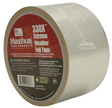Nashua 330X Extreme Weather HVAC Foil, Metal, Aluminum Repair Tape, 3.5 mil Thick, 46m Length, 72 mm Width