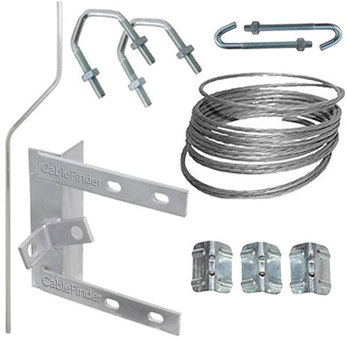 6” Chimney Lashing Bracket & Cranked Pole/Mast Kit - TV Aerial Roof Mounting - Loops