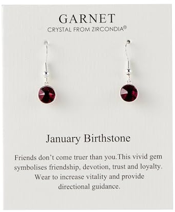 Philip Jones January Birthstone Drop Earrings Created with Garnet Zircondia® Crystals