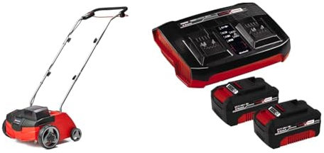 Einhell Escarificador/aireador a batería - GC-SC 36/31 Li PXC. Combinada 3 en 1, motor de bobinado en serie, unidad de corte con rodamiento de bolas. Incluye 2 baterías de 4,0Ah y cargador doble