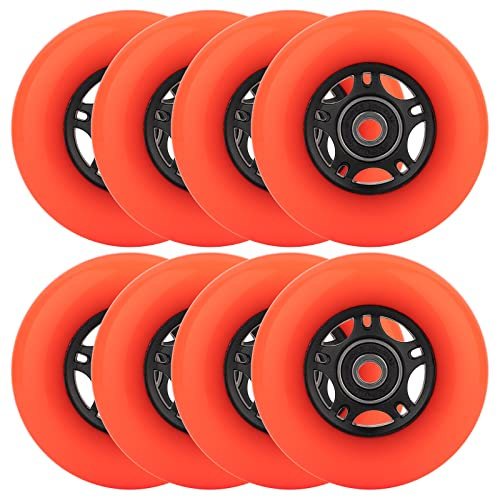 WHEELCOME 8-Pack Inline Skate Wheels, 85A, Indoor & Outdoor (Orange, 64mm)