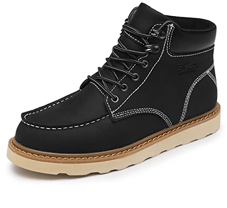 LUODENGLANG Mens Work Boot High-Tops Slip Resistant Protective Leather Shoes Outdoor Sports Fluffing Warm Shoes in Winter Cotton-Padded Shose Black 44 M 10