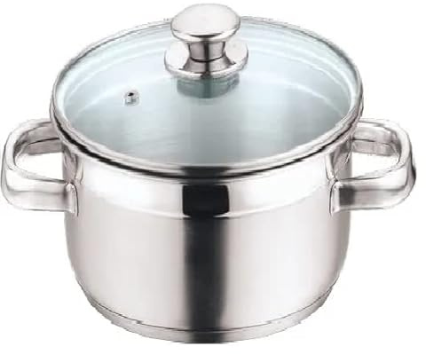 Nobel Stainless Steel Two Tone Casserole with Glass Vented Lid Heat Resistant Short Handles, Ideal for All Hobs. (26 cm Diameter - 6.0 Litre)