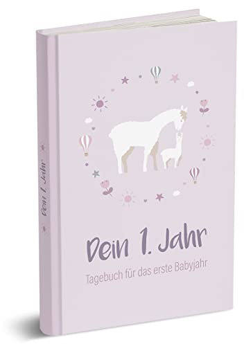 mintkind® Babyalbum Dein erstes Lebensjahr A5 Rosa Flieder | Baby Fotoalbum zum Selbstgestalten | Baby Geschenk für Mädchen & Junge | Babybuch zum Eintragen | Baby Buch ab 0 Monate Baby-Tagebuch