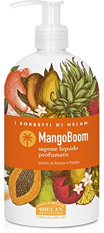 Helan I Sorbetti MangoBoom - Gentle Liquid Hand Wash with Pineapple & Papaya for Frequent Use - Scented Hand Soap with Pump, Refreshing & Energising Action for Sensitive Skin - Made in Italy, 500 ml