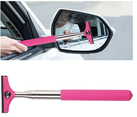 CGEAMDY CGEMDY Car Rearview Mirror Wiper, Retractable Glass Squeegee with Sports Car Design, Telescopic Water Scraper Cleaner, Cleaning Tool for Rainy Foggy Weather, Universal Car Accessories (Pink)