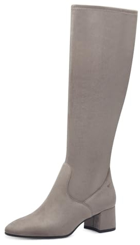 Tamaris Botas de Caña Larga para Mujer, Textil, Tacón Cuadrado, Cómodas, Gris, 38 EU