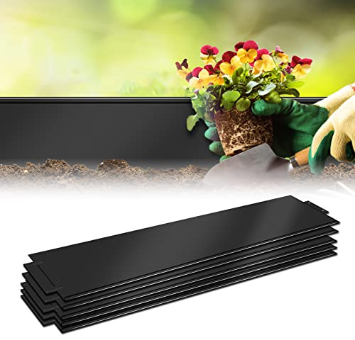 HENGMEI Borde de metal para césped, 35 m, borde de bancal, galvanizado, 100 x 15 cm, por pieza, borde de césped, color negro