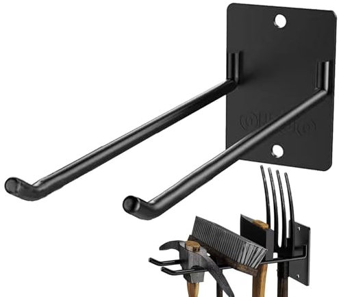 Support en Métal pour Outils de Jardin - Système de Rangement Mural avec Crochets de Garage pour Jardinage