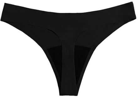 Tanga Mujer Sexy Bañador fisiológico Menstrual para Mujer, a de Fugas, Bikini Menstrual de 4 Capas, Ropa Interior Calzoncillos Mujer Tanga Hilo Bordado Mujer (Black, M)