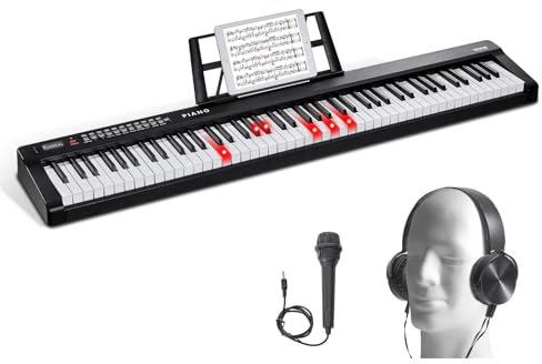 VEVOR Digitales Klavier mit 88 Tasten, halbgewichtete Tasten, tragbares elektrisches Keyboard-Piano-Set in voller Größe mit 1000 Tönen, integrierten Lautsprechern, Sustain-Pedal, Kopfhörern