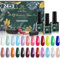UV Nagellack Set, 27 Stück Gel Farbgel Set, Mit Unterlack & Glänzender & Matte Überlack, Für Nagel Design Geschenk