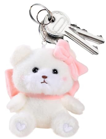 Stuffed Animal Keychain - Bow Bear Stuffed Animals Dolls Toys,Stuffed Animals Bag Pendant, Plush Bear Keychain, Plush Keyring Car Keychain Automobile Keychains for Women