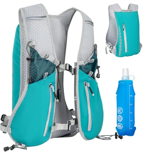 Sac à Dos de Course Ultraléger, Gilet Running avec Bouteille d'eau de 500 ML, Sac à Dos d'Hydratation, Réfléchissant Gilet Course a Pied Femme Homme pour Marathon, Cyclisme, Plein Air