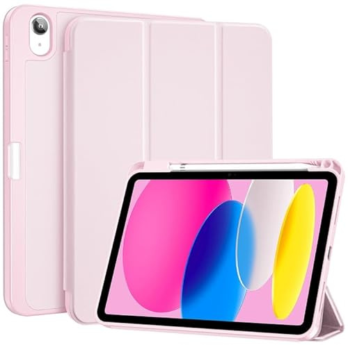 ProCase Cover iPad A16 11 Generazione 11 Pollici 2025 /iPad 10 Generazione 10,9 Pollici 2022 con Portapenna, Custodia iPad (A3354 A3355 A3356 A2696 A2757 A2777) Auto Svegliati/Sonno -Rosa Chiaro
