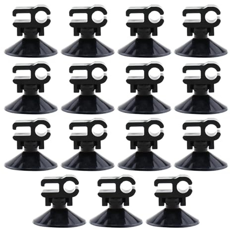 RLECS 15PCS Black Aquarium Suction Cup Clip 28x20mm Oxygen Tube Hose Pump Power Cord Double Head Snap Cable Organiser Suction Cup Aquarium Accessories