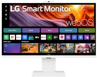 LG 32U850SA-W - Smart Monitor 32, Panel IPS, UHD (3840 x 2160), 60Hz, 5ms (GtG), WebOS 24, DCI-P3 95%, Ajuste en Inclinación (Eje Horizontal), Blanco