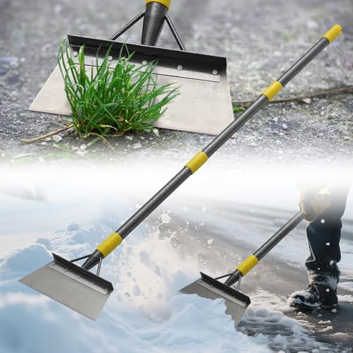 Floor Scraper Long Handle Heavy Duty, 60 Multifunctional Cleaning Shovel, Ice Scraper Stainless Steel Garden Tools Weed Scraper for Cleaning,Weeding,Scraping,Ice Remove,Landscaping,Yard
