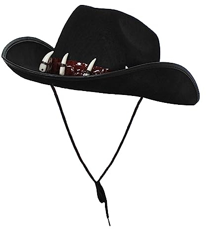 Australian Hat Outback Bush Tucker Fancy Dress Accessory Australia Explorer Hat Crocodile Hunter Costume Black With Fake Shark Teeth (Black)