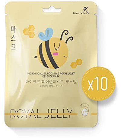 Koreanische Gelée Royale Tuchmasken - Feuchtigkeit & Anti-Aging - Gesichtsmaske gegen Falten - 10er-Set Hautpflege