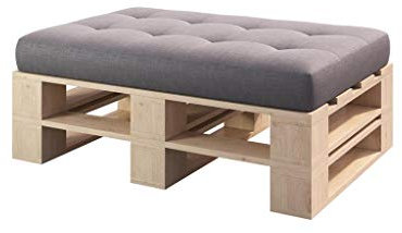 sunnypillow Palettenmöbel Gartenmöbel Set aus Holz Indoor/Outdoor Europaletten Möbel Sofa Gartensofa Bank Sessel Holztisch für Balkon Terrasse Garten | Natur Hocker 120 x 60 cm Höhe : 30cm
