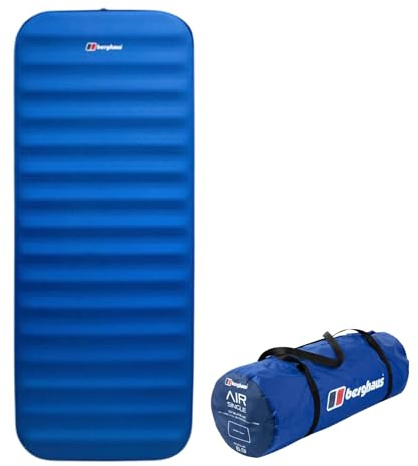 Berghaus Air 10 Single Self Inflating Camping Mat with Carry Bag and Repair Kit, Air Bed for 1 Person, Compact Air Mattress, Camping Equipment (Blue)