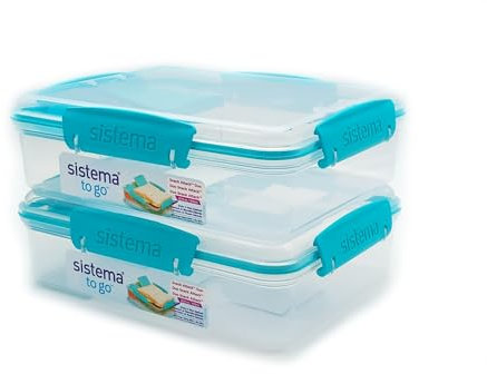 Sistema Attack Duo to Go Lunch Box 975 ml Assorted Colours Pack of 2