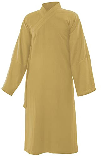 Baumwolle (Leicht) Kung Fu & Tai Chi Shirt Diagonaler Kragen Langarm Knielang - Taiji Anzug Ocker 180