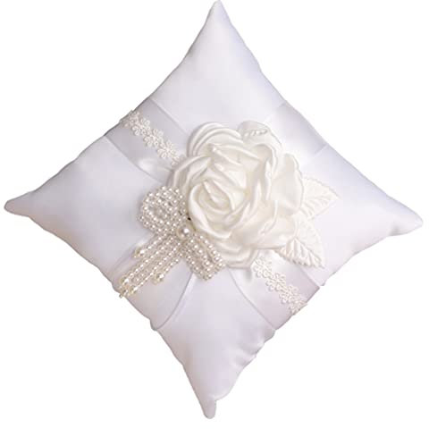 Amosfun Hochzeit Ring Bearer Hochzeit Ring Kissen Kissen Rustikalen Silk Blume Ring Kissen Vintage Rustikalen Land Zeremonie Kissen