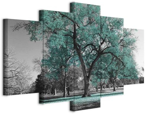 murando - Quadro Acustico Albero 5 pezzi schiuma acustica Quadri Moderni Camera da Letto Matrimoniale - Stampa su Tela - Pannelli Fonoassorbenti Decorativi - Fonoassorbente Acustiche