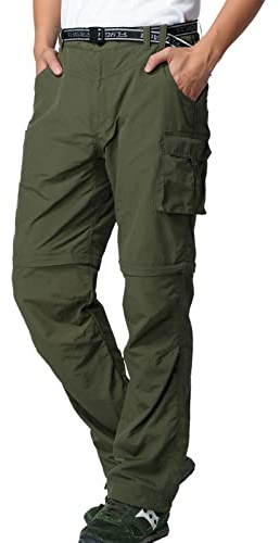 JOMLUN Pantalon de randonnée zippé pour homme - Léger et respirant - Séchage rapide - Pantalon de trekking amovible - Pantalon fonctionnel extensible - Pour l'été - Pour l'extérieur