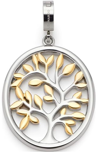 JEWELS BY LEONARDO Anhänger Clip & Mix Milo • Ketten-Anhänger aus bicolorfarbenem Edelstahl • Lebensbaum in ovaler Fassung • Clip M (4,8 mm Ø) • Schmuck Geschenk für Frauen • 023620
