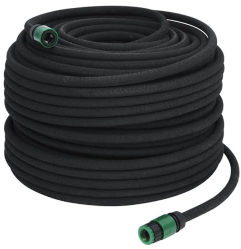 vidaXL Tuyau d'Arrosage de Jardin, Tuyau de Jardinage avec Connecteur, Tuyau d'Eau, Remplacement d'Arrosage, Noir 0,6 100 m Caoutchouc