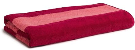Möve Superwuschel Blockstreifen Duschtuch 80 x 150 cm aus 100% Baumwolle, Ruby/Coral