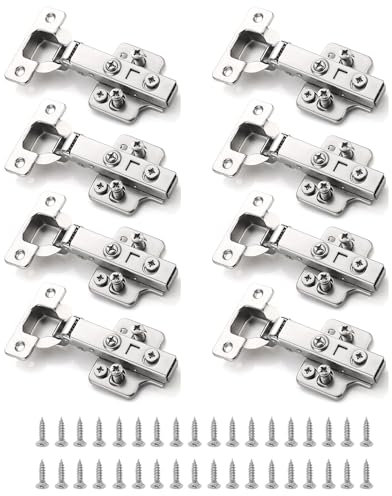 Cabinet Hinges Kitchen Cupboard Hinges, Bedroom Wardrobe Door Hinges for Bathroom Bedroom Dining Room Full Overlay Mute Hydraulic Soft Close Hinges, Pack of 8