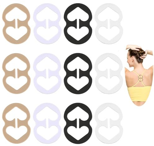 12 Stk BH Träger Clip,Racerback-BH-Clips Set,Damen BH Träger Halter,Unsichtbare Bra Träger,Rutschfeste BH Träger Klammer,für Racerback-Träger zu Verdecken Verhindern Schultergurte Rutschen BH Zubehör
