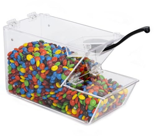 IneVibe Distributeur de garniture de bonbons – Récipient en acrylique avec pelle, empilable et magnétique pour plusieurs supports sur étagère – Cadre commercial pour le stockage des céréales, des