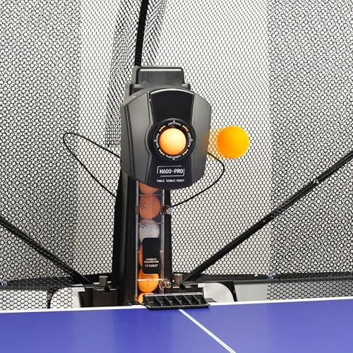 Robot da Ping Pong Automatico 50W con Rete Raccolta Palline - Macchina Allenamento Professionale con Multi Tipi di Rotazione, Velocità Regolabile 30-85 Colpi/Minuto per Principianti ed Esperti