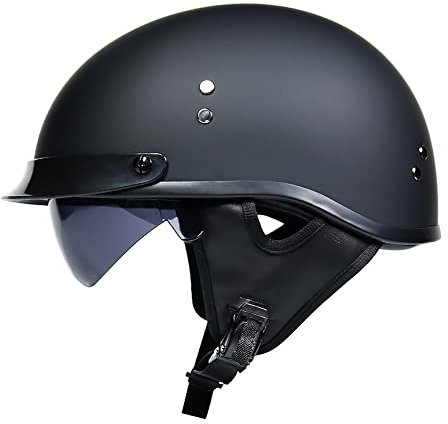 Halbschalenhelm mit ECE, Jethelm Retro mit Sonnenblende, Chopper Helm Roller Helm Offenem Helm, Street Moped Halbhelme, mit Herausnehmbarem und Waschbarem Futter M(57-58cm)