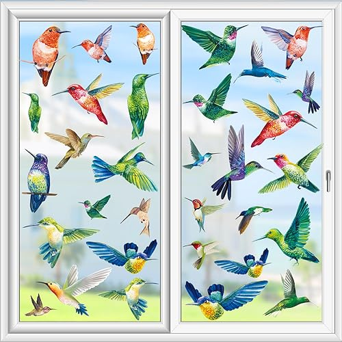 Hummingbird Window Clings, 38Pcs Anti-Collision Window Clings Bird for Glass, Hummingbird Windows Decals to Prevent Bird Strikes on Windows Glass